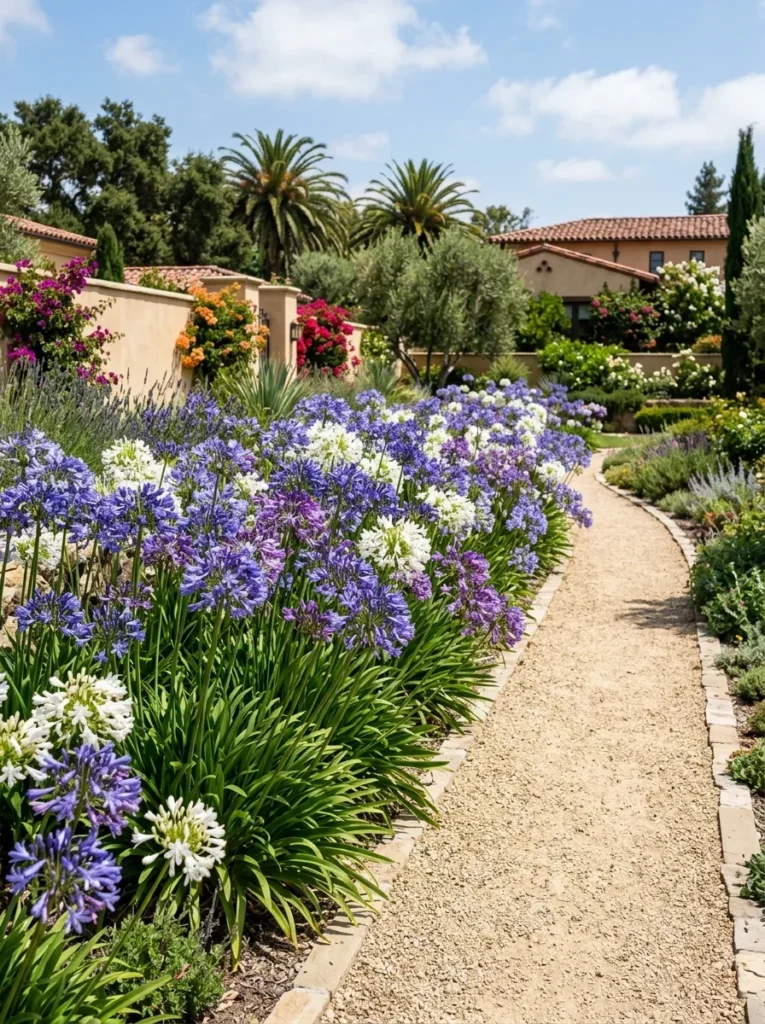 agapanthus blue globe flowers statement summer landscape planting full sun