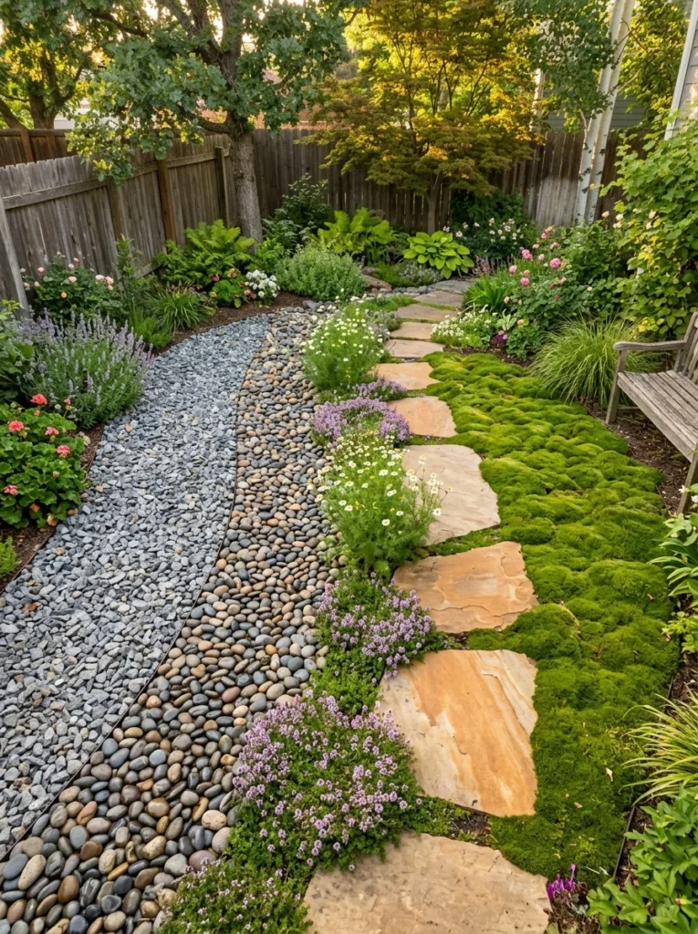 sensory rock garden for kids with texture zones gravel pebbles and moss