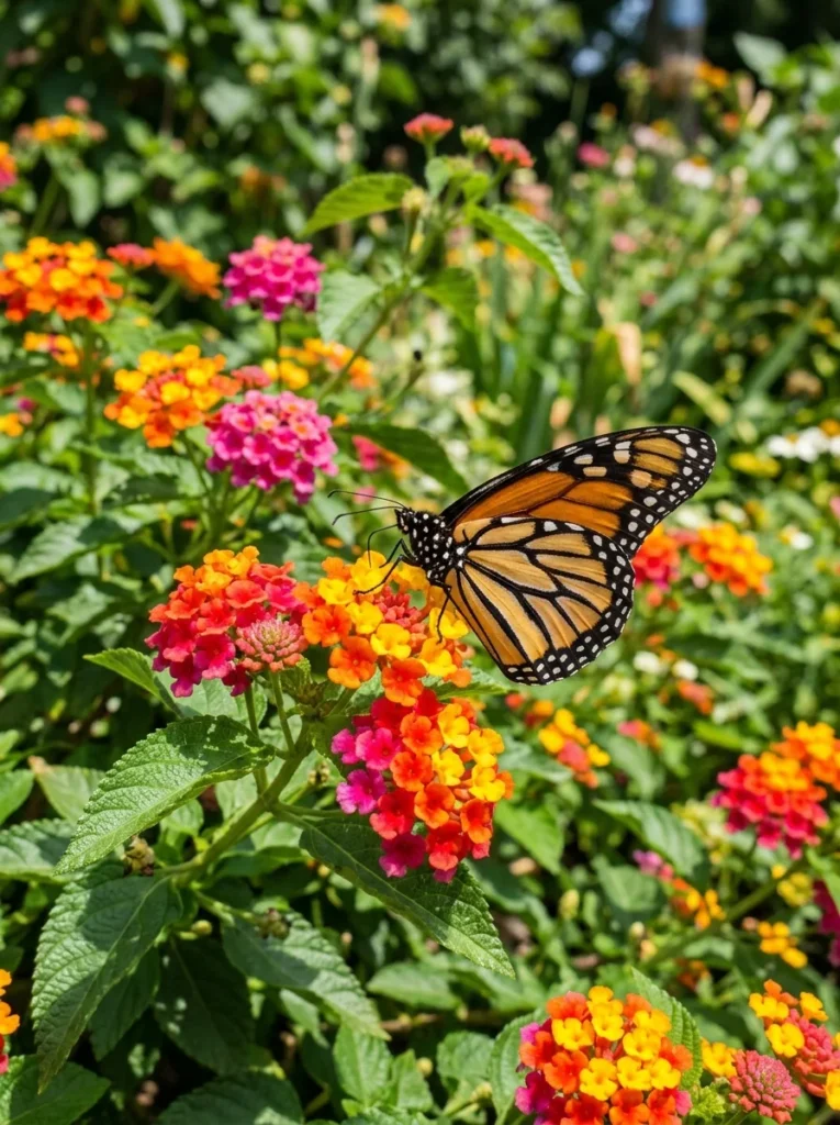 multicolor lantana clusters heat tolerant summer flowers with butterfly