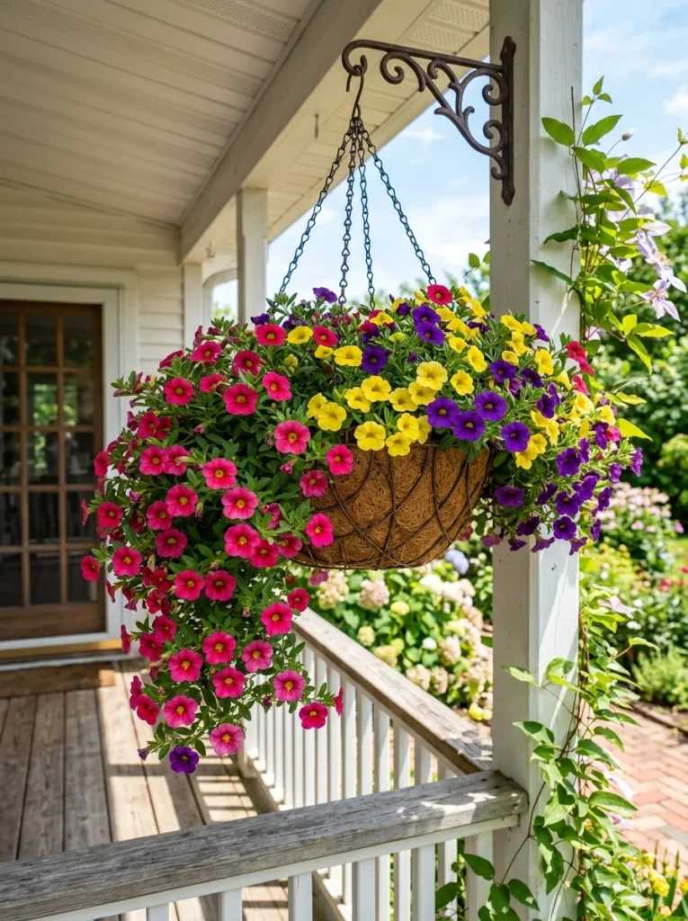 full sun hanging basket ideas with calibrachoa.