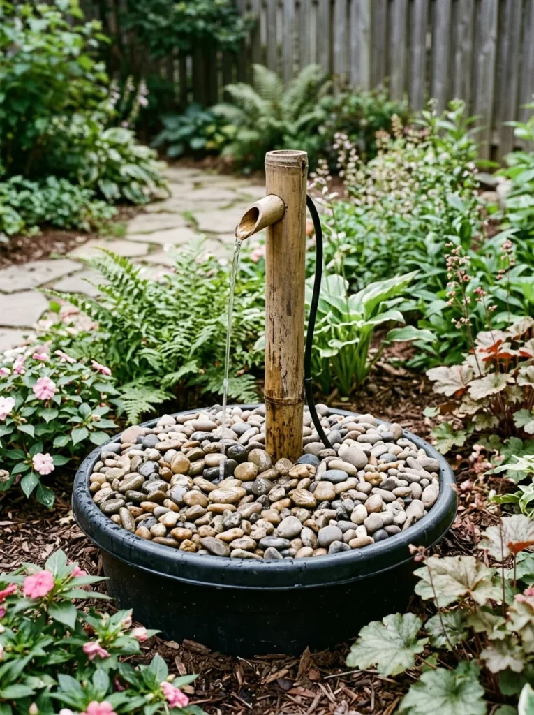 Budget-friendly plastic pot pondless DIY fountain