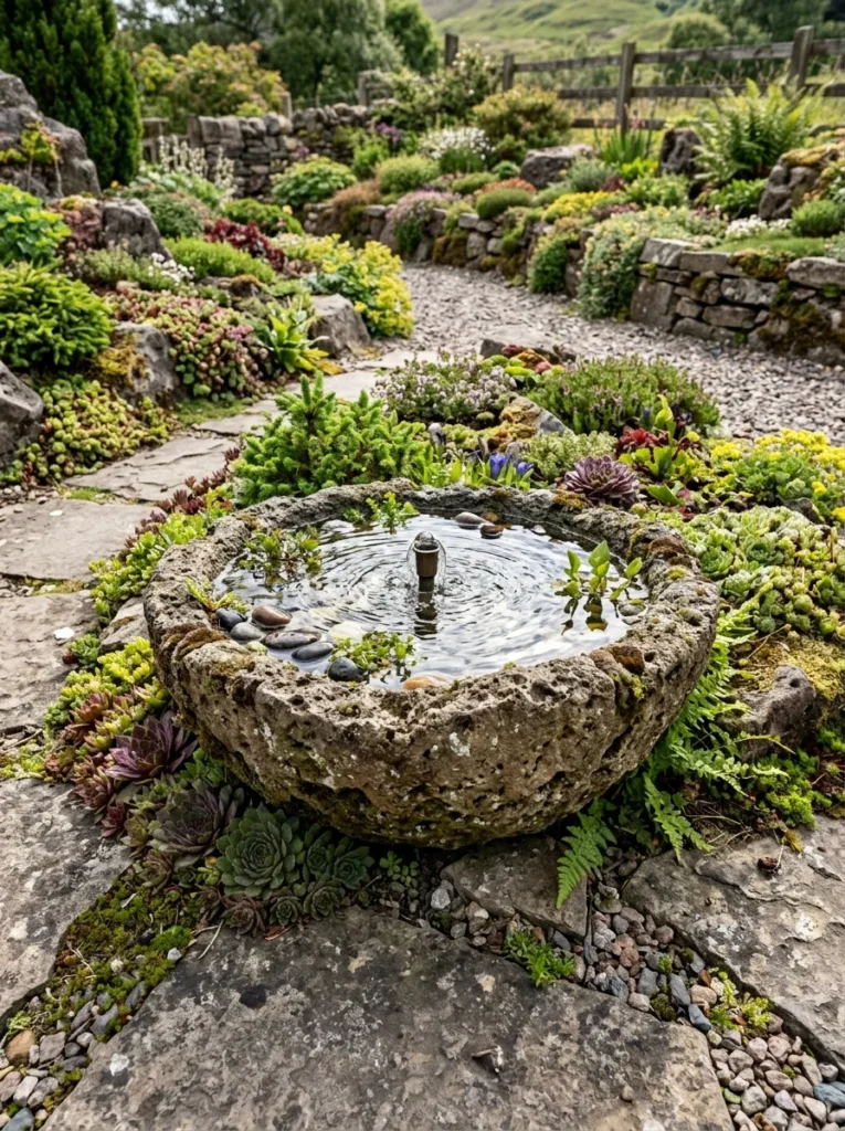 Handmade hypertufa bowl DIY water fountain for garden