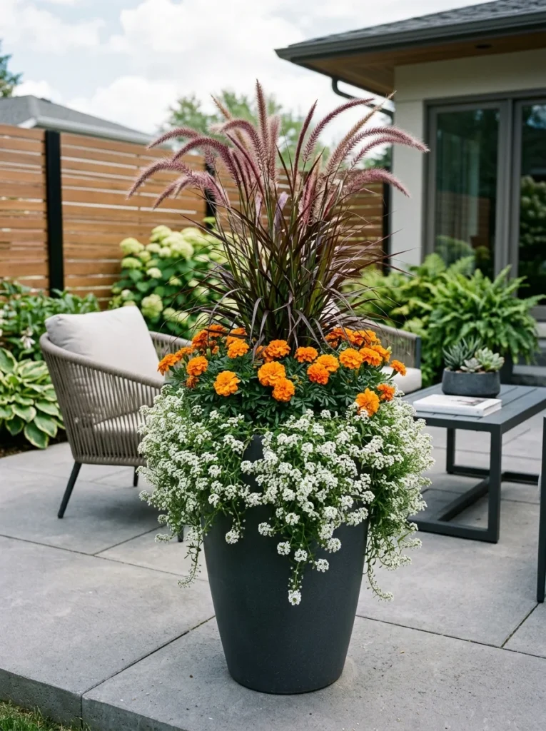 ornamental grass full sun planter ideas.