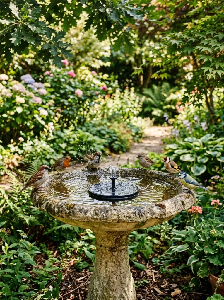 DIY bird bath fountain upgrade with solar pump
