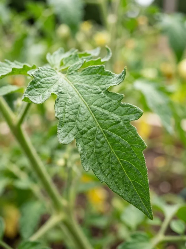 Tomato leaf curling from heat or watering stress