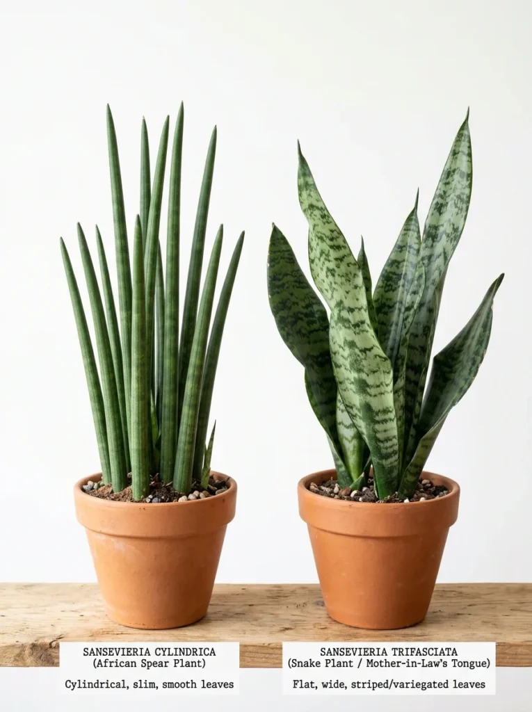 Sansevieria cylindrica vs Sansevieria trifasciata comparison for spiral shaping