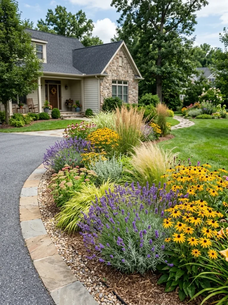 front yard border ideas with perennial plants.