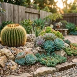 succulent garden ideas backyard with rocks and echeveria