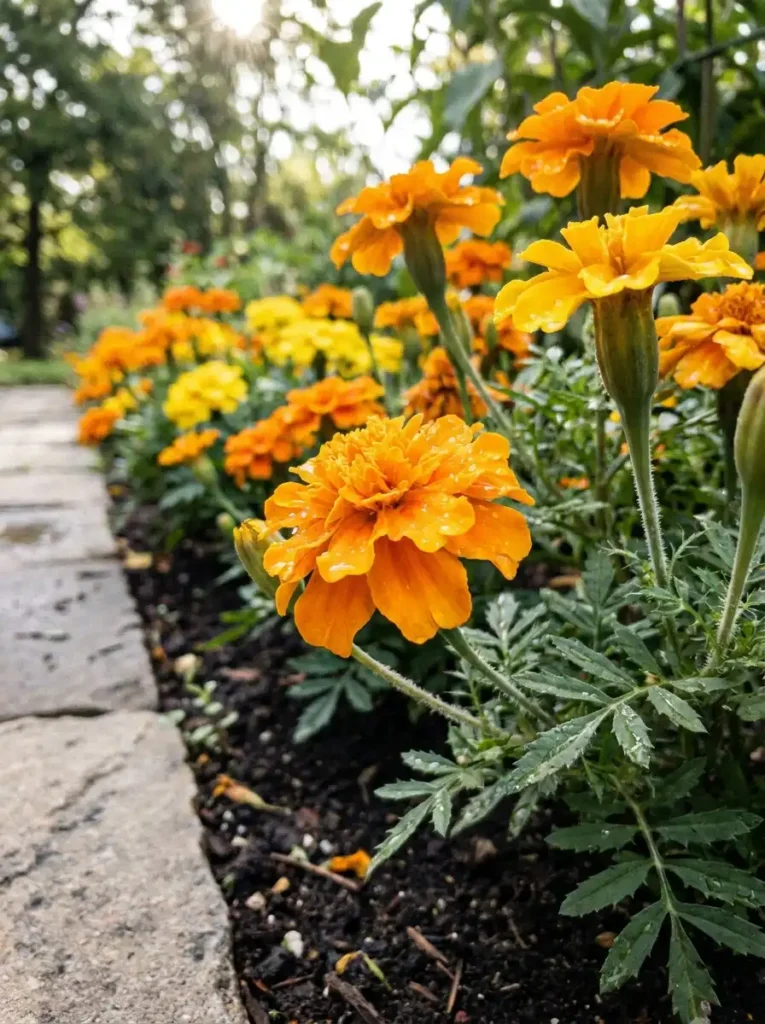 marigolds non toxic flowers for front yard.