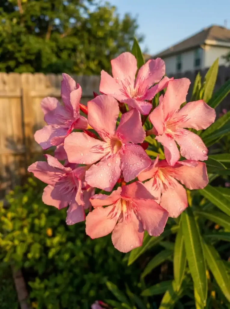 Pink oleander flowers, a common poisonous garden plant