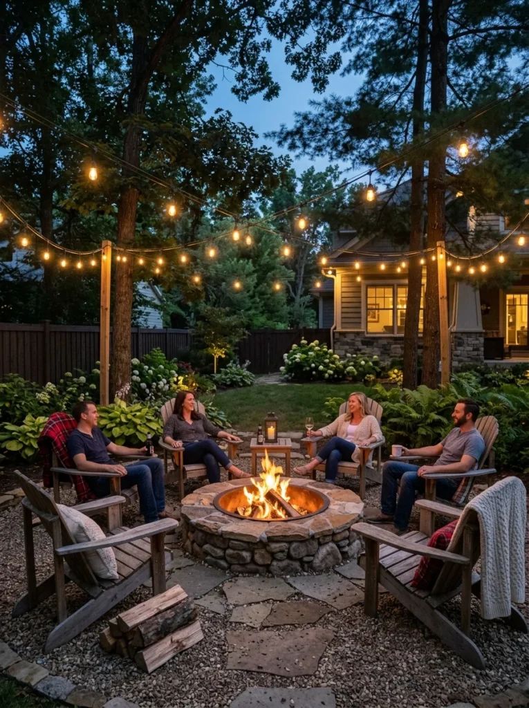 backyard fire pit seating arrangement