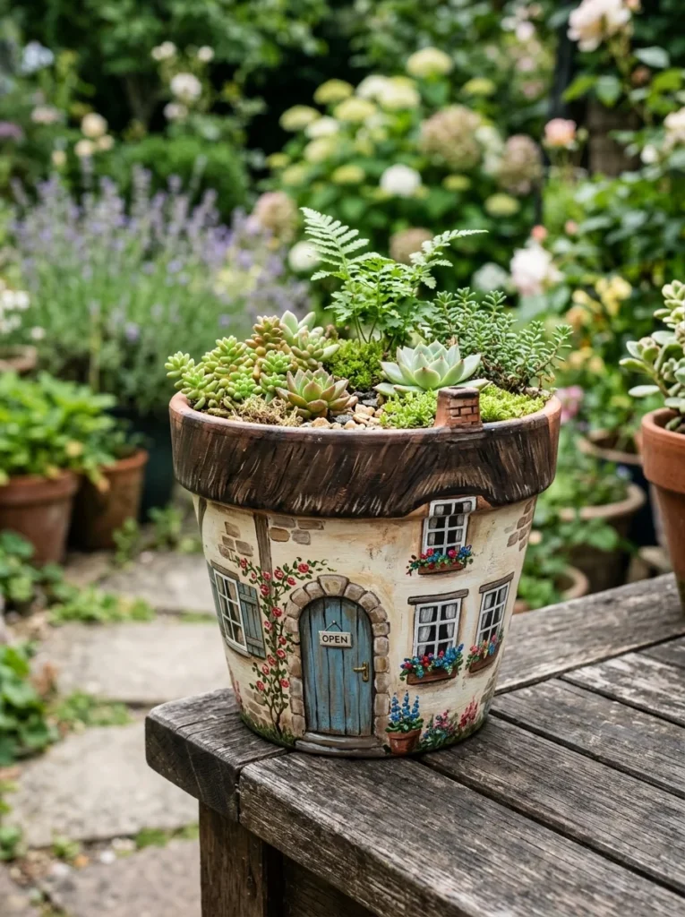 decorative toad house painted cottage