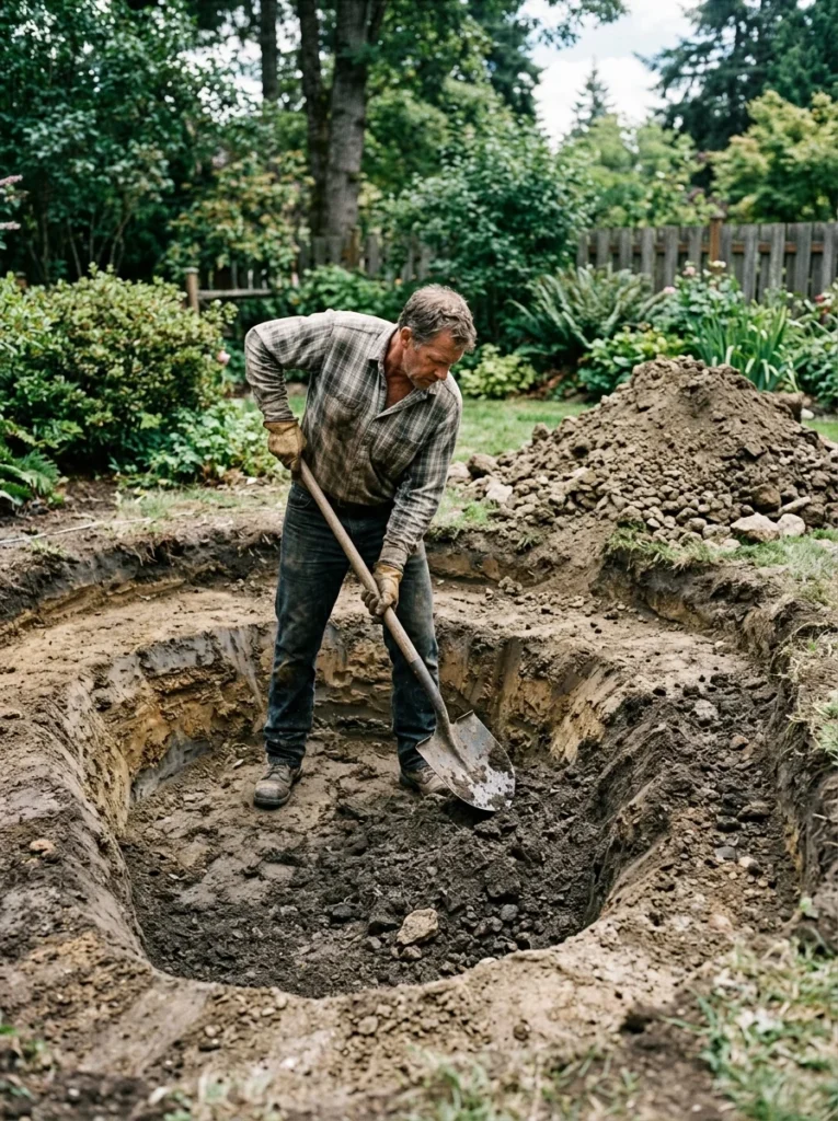 digging a wildlife pond basin