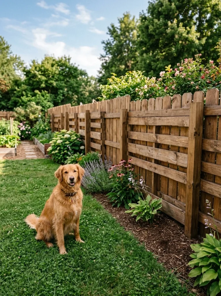 DIY pallet fence for dogs backyard.
