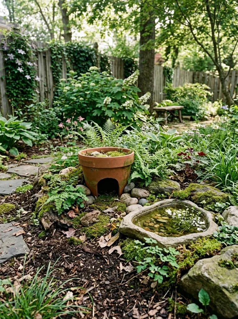 backyard toad house habitat with water dish