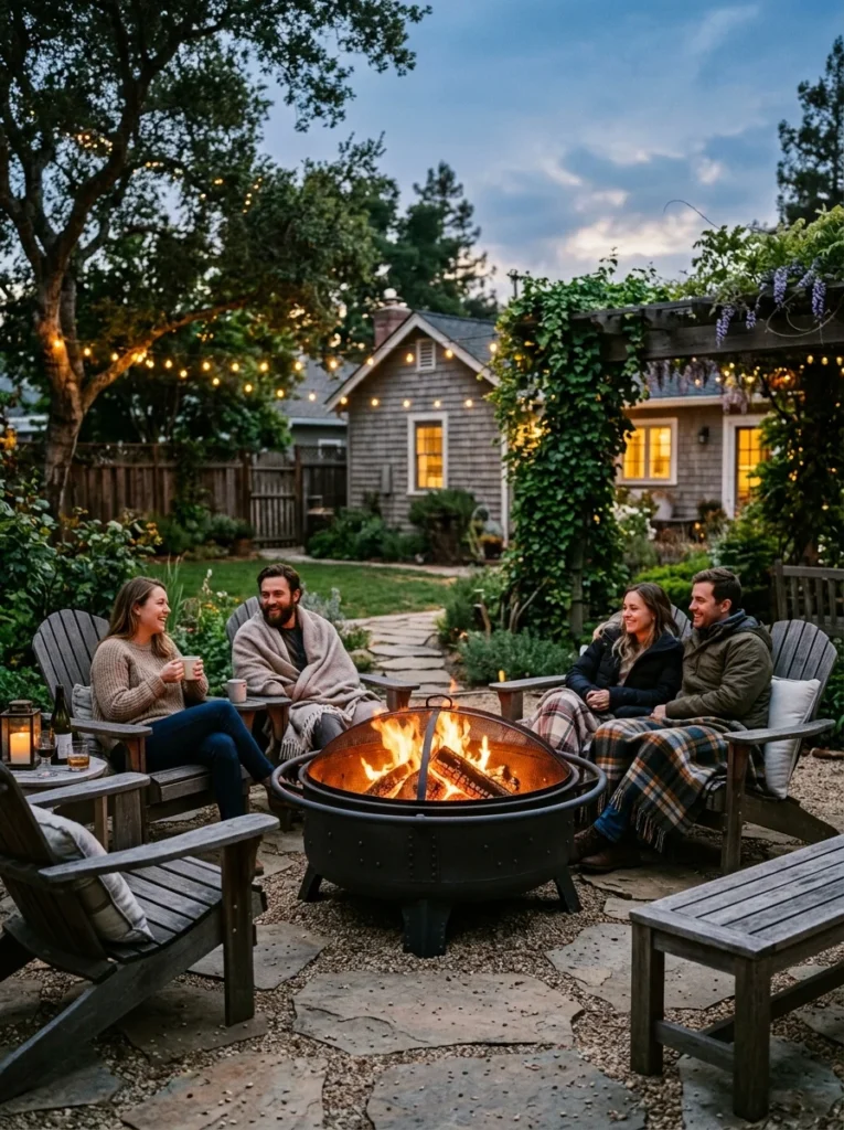matte black painted steel fire pit backyard