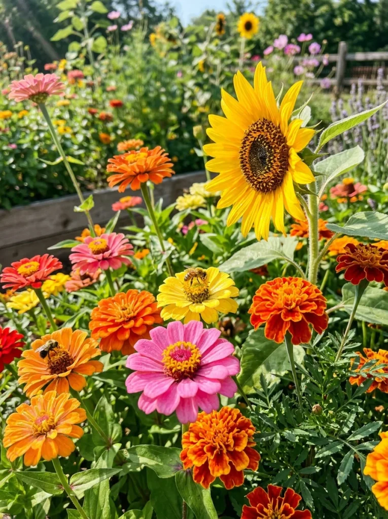 full sun flowers zinnias marigolds sunflowers