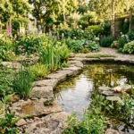 How to Build a Wildlife Pond: backyard wildlife pond with native plants and shallow edges.