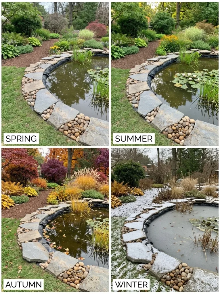 wildlife pond through the seasons.
