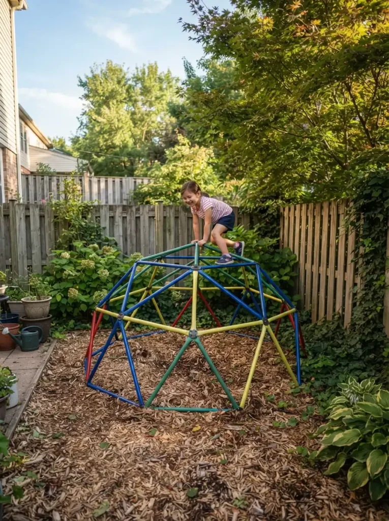 climbing dome small backyard play area.