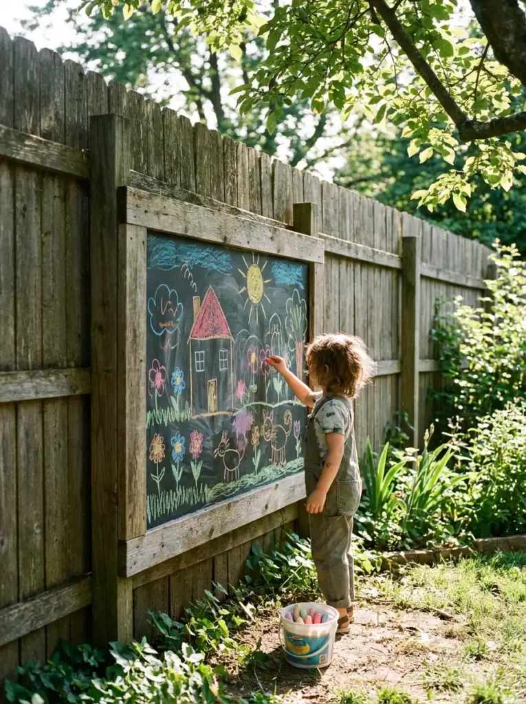 outdoor chalkboard small backyard play area
