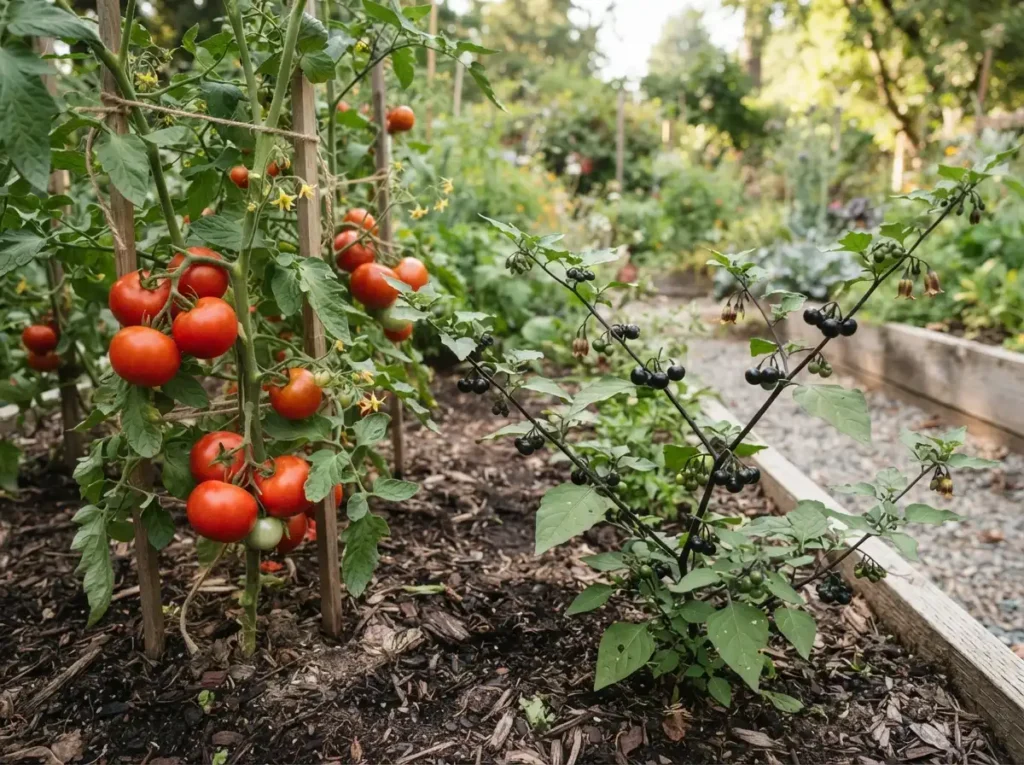 nightshade family plants comparison tomato and deadly nightshade